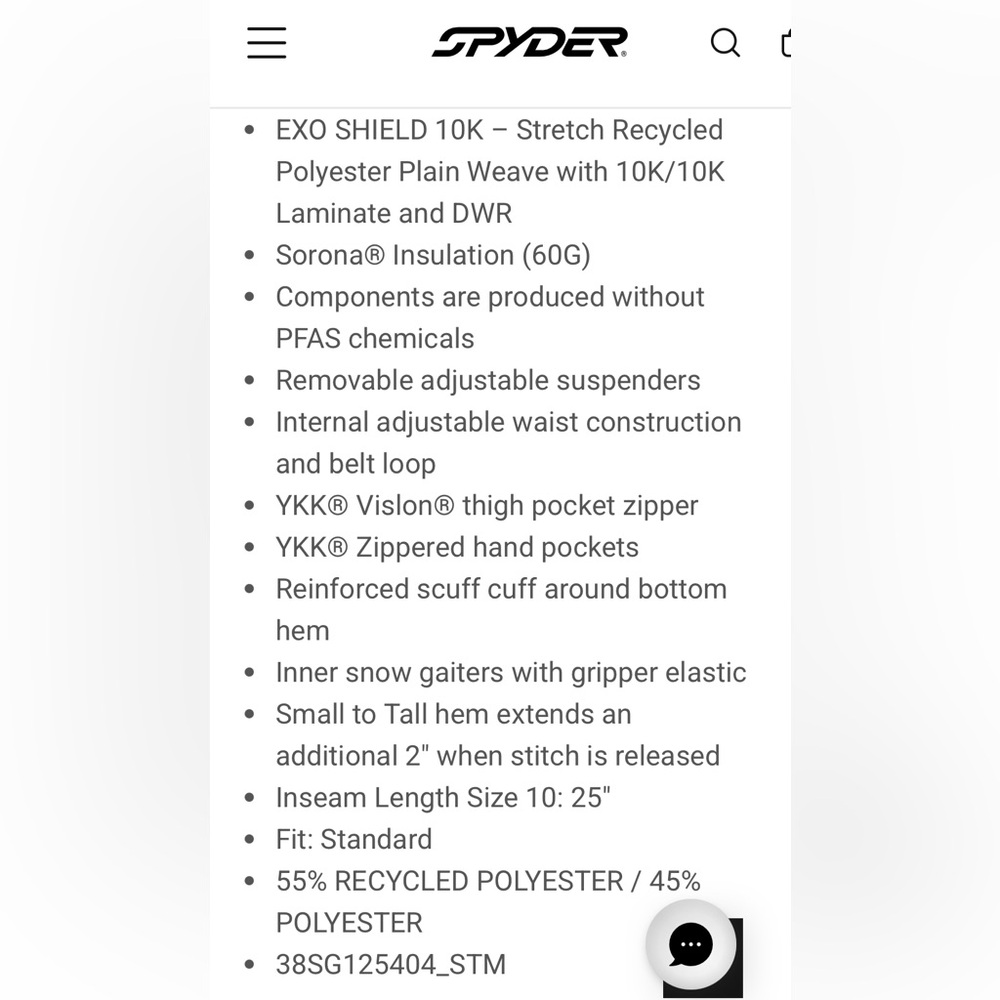 Spyder- Boys Propulsion Ski Pants-Size 12 - Picture 15 of 16